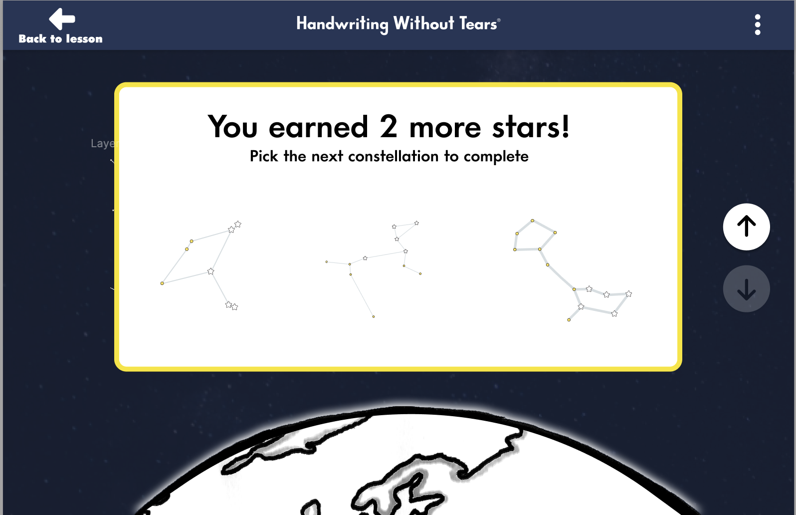 Learning Without Tears constellation choice screen